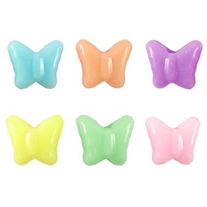 Perles aspect acrylique papillon Multicolore pastel