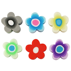 Perles en polym&egrave;re fleur 9mm Multicolore