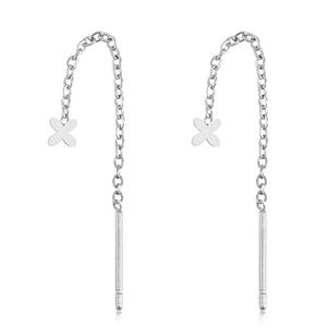 Boucles d'oreilles en acier Inox fleur Argent&eacute;