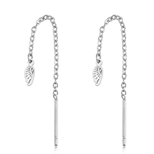 Boucles d'oreilles en acier Inox ailes Argent&eacute;