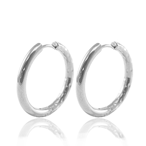Boucles d'oreilles en acier Inox cr&eacute;oles r&eacute;versible 23mm Argent&eacute;