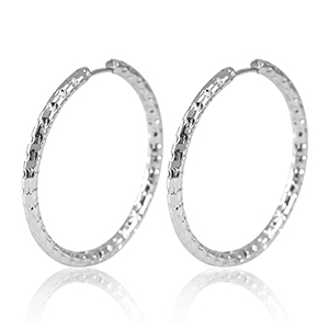 Boucles d'oreilles en acier Inox cr&eacute;oles 35mm Argent&eacute;