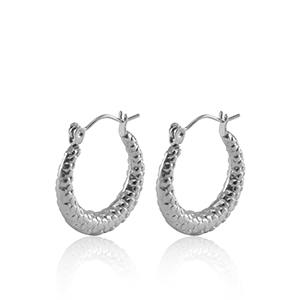 Boucles d'oreilles en acier Inox cr&eacute;oles 20mm Argent&eacute;