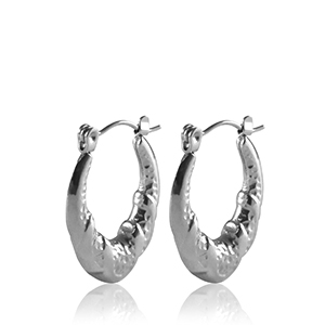 Boucles d'oreilles en acier Inox cr&eacute;oles ovale Argent&eacute;