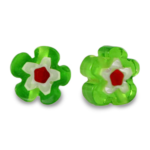 Perles Millefiori fleur Vert printemps