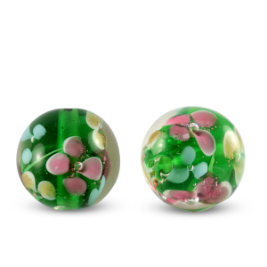 Perles en verre 14mm Transparent-vert