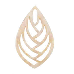 Pendentifs en r&eacute;sine feuille Rose-blanc nacr&eacute;