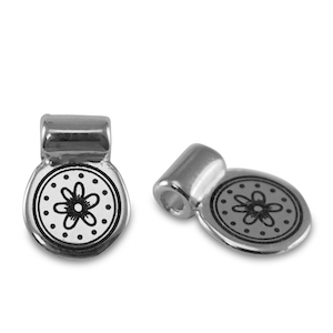 Poussoirs en m&eacute;tal DQ fleur Argent&eacute; antique (sans nickel)