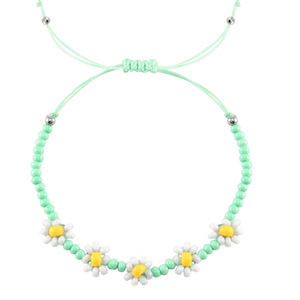 Bracelets tendance fleur Vert menthe-blanc