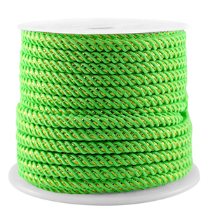 Cordon tendance 3mm Vert n&eacute;on-dor&eacute;