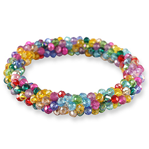 Bracelet perles &agrave; facettes Multicolore jaune-rose
