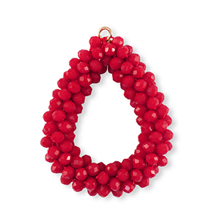 Boucles pendentifs facett&eacute;es goutte Rouge