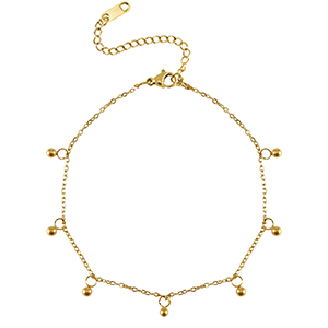 Bracelets en acier Inox boule Dor&eacute;