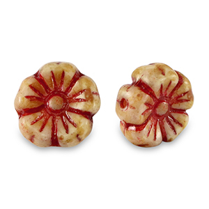 Perles tch&egrave;ques fleur 9mm Rouge-marron amande