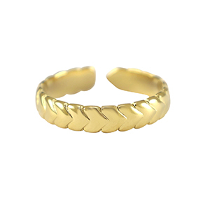 Bagues en acier Inox coeurs Dor&eacute;