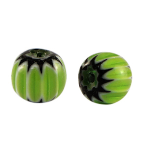 Perles Millefiori tube Vert