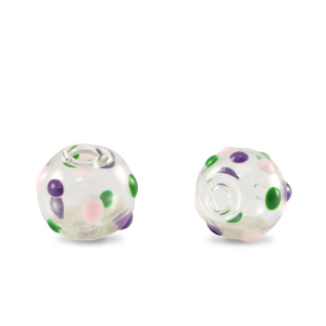 Perles en verre peintes &agrave; la main 8mm Transparent-violet vert