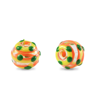 Perles en verre peintes &agrave; la main 8mm Transparent-jaune orange