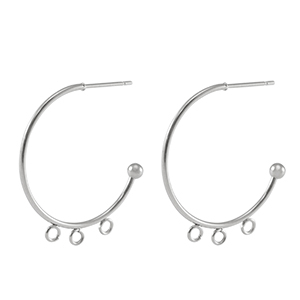 Boucles d'oreilles puces en acier Inox cr&eacute;oles Argent&eacute;
