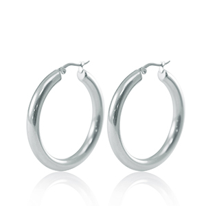 Boucles d'oreilles en acier Inox cr&eacute;oles 40mm Argent&eacute;