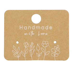 Cartes &agrave; bijoux "handmade with love" fleurs Marron