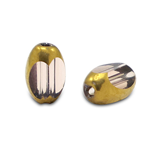 Perles en verre ovale &agrave; facettes Violet aubergine clair transparent-dor&eacute;