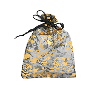 Sachet &agrave; bijoux en organza 7x9cm rose Noir-dor&eacute;