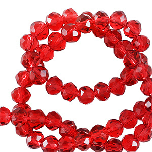 Perles &agrave; facettes 6x4mm disque Heishi Rouge bonbon