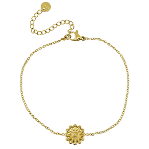 Bracelets en acier Inox fleur Dor&eacute;
