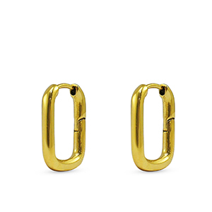 Boucles d'oreilles / puces en acier Inox ovale Dor&eacute;