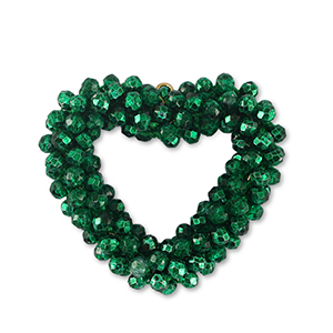 Boucles pendentifs facett&eacute;es coeur Vert fairway