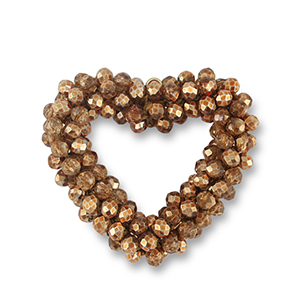 Boucles pendentifs facett&eacute;es coeur marron cuivre