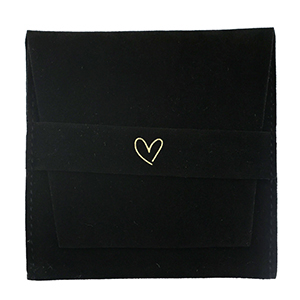 Sachet &agrave; bijoux coeur Noir-dor&eacute;