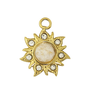 Breloques en acier Inox fleur Dor&eacute; /