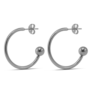Boucles d'oreilles en acier inox 25mm Argent&eacute;