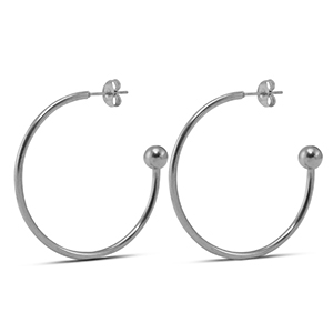 Boucles d'oreilles en acier inox 38mm Argent&eacute;