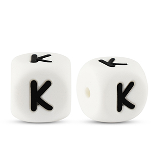 Perles lettres en silicone K Blanc-noir