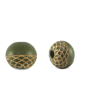 Perles en bois rond 10mm le motif Olive verte