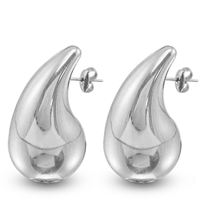 Boucles d'oreilles / puces en acier Inox goutte Argent&eacute;
