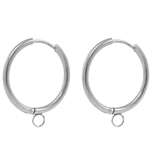 Boucles d'oreilles en acier Inox cr&eacute;oles 20mm Argent&eacute;