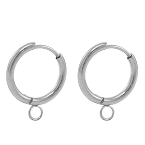 Boucles d'oreilles en acier Inox cr&eacute;oles 18mm Argent&eacute;