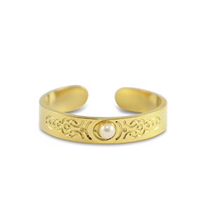 Bagues en acier Inox perles Dor&eacute;