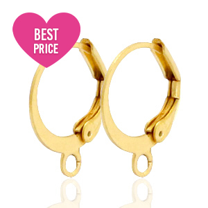 Appr&ecirc;ts en acier inox boucles d'oreilles dormeuses avec anneau Dor&eacute;