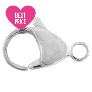 Appr&ecirc;ts en acier inox fermoir mousqueton 15mm Argent&eacute;