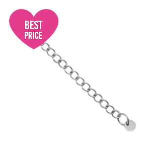 Appr&ecirc;ts en acier inox cha&icirc;nette d'extension m&eacute;daillon rond 4mm Argent&eacute;