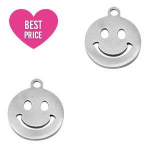 Breloques en acier Inox smiley Argent&eacute;