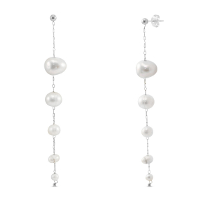 Boucles d'oreilles / puces en acier Inox perles Argent&eacute;