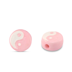 Perles lettres acryliques Yin & Yang Rose-blanc
