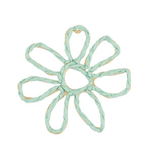 Pendentifs en Raphia fleur 55mm Vert menthe