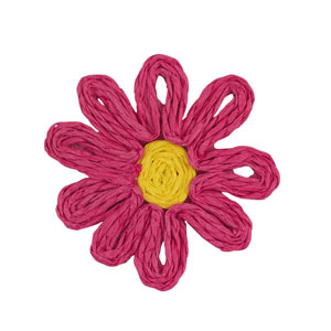 Pendentifs en Raphia fleur 50mm Fuchsia